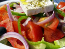 Greek Salad: Tomatoes, Cucumbers, Onions,  Green Peppers, Feta Cheese